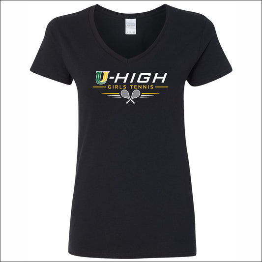 U-High Girls Tennis Ladies V-Neck T-shirt
