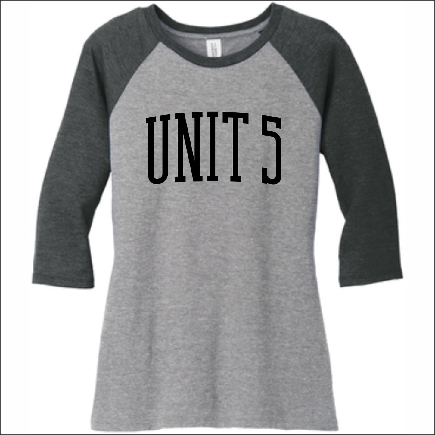 Unit 5 Schools Ladies Tri-Blend 3/4 Sleeve Raglan Tee