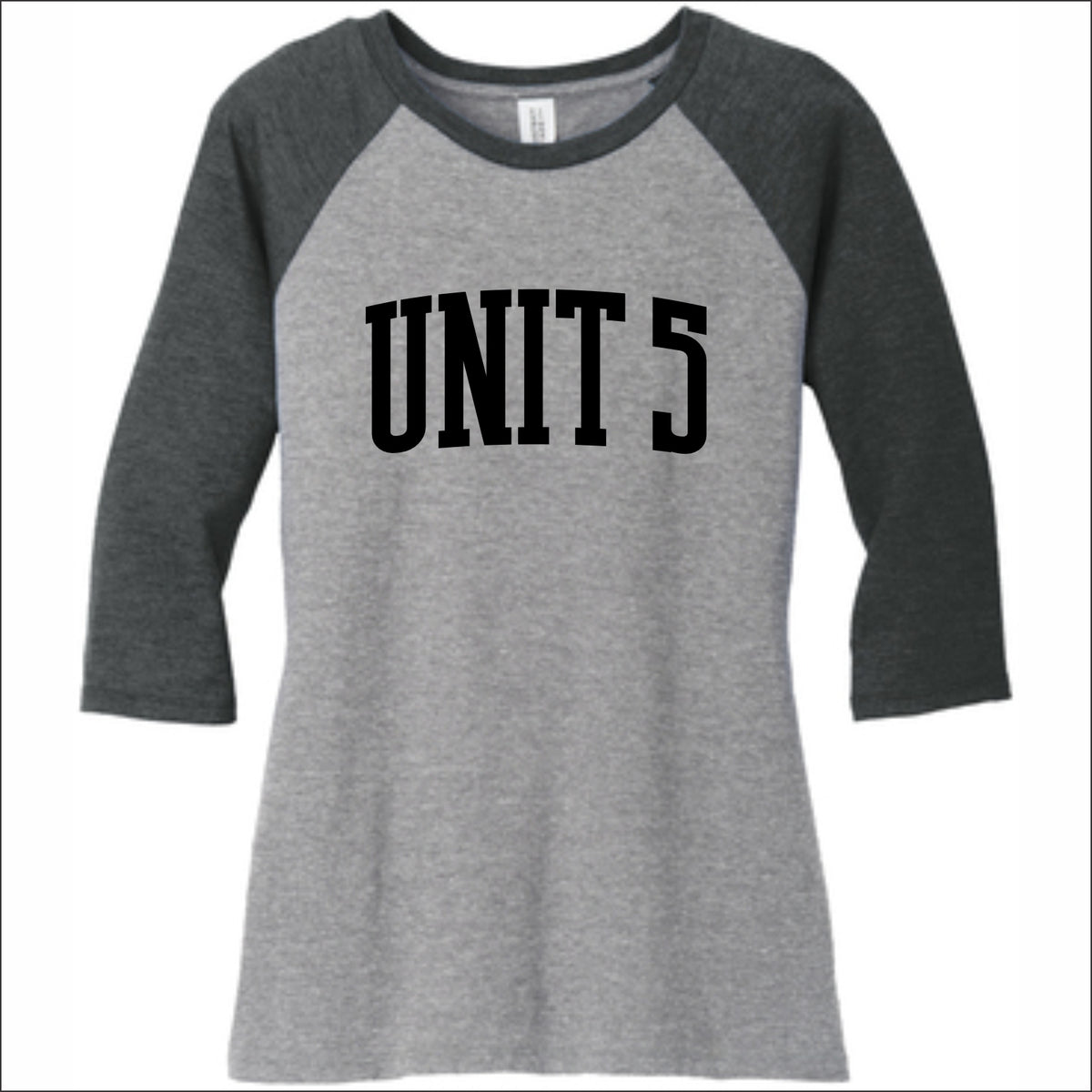 Unit 5 Schools Ladies Tri-Blend 3/4 Sleeve Raglan Tee