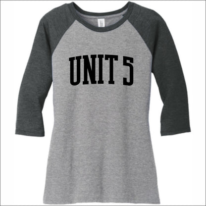 Unit 5 Schools Ladies Tri-Blend 3/4 Sleeve Raglan Tee