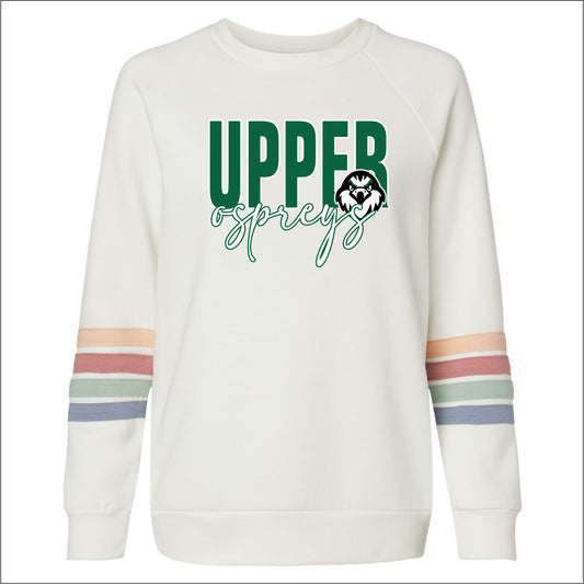 Upper Twp Middle Ladies Striped Sleeves Crewneck Sweatshirt