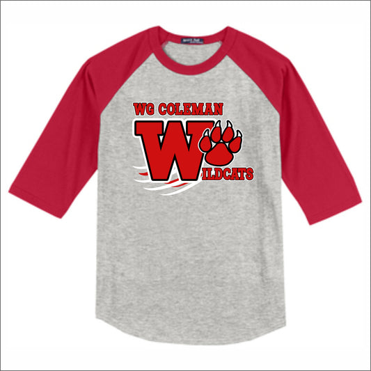 WG Coleman Elementary 3/4 Sleeve Baseball T-shirt