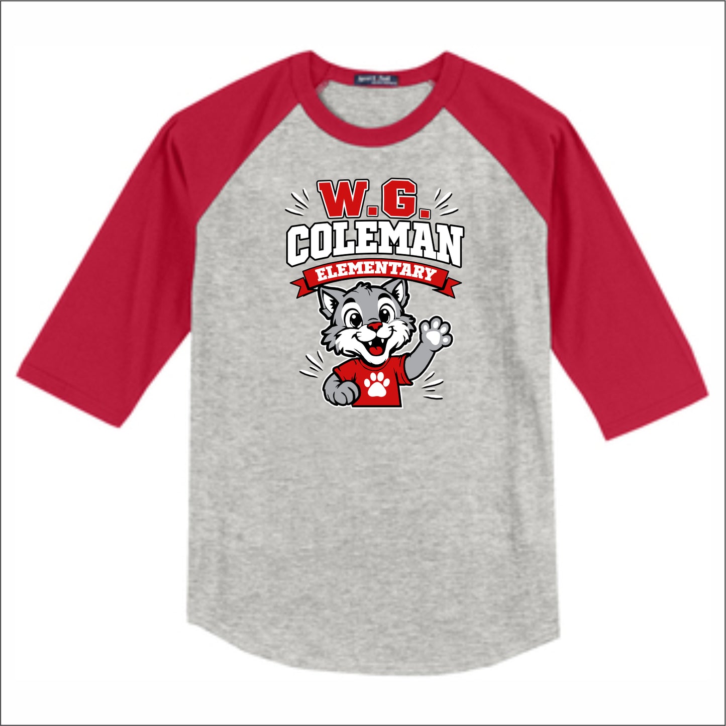 WG Coleman Elementary 3/4 Sleeve Baseball T-shirt