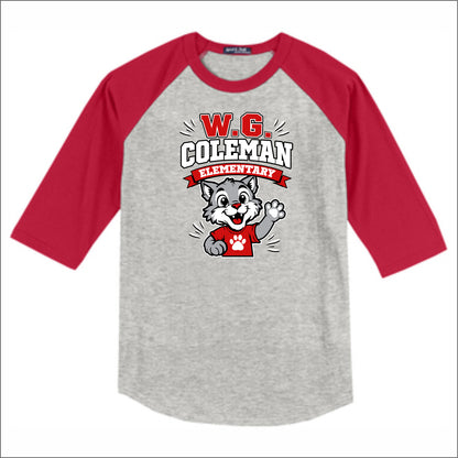 WG Coleman Elementary 3/4 Sleeve Baseball T-shirt