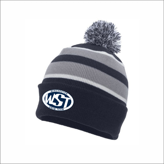 Winchester Swim Team Knit Fold Over Pom-Pom Beanie