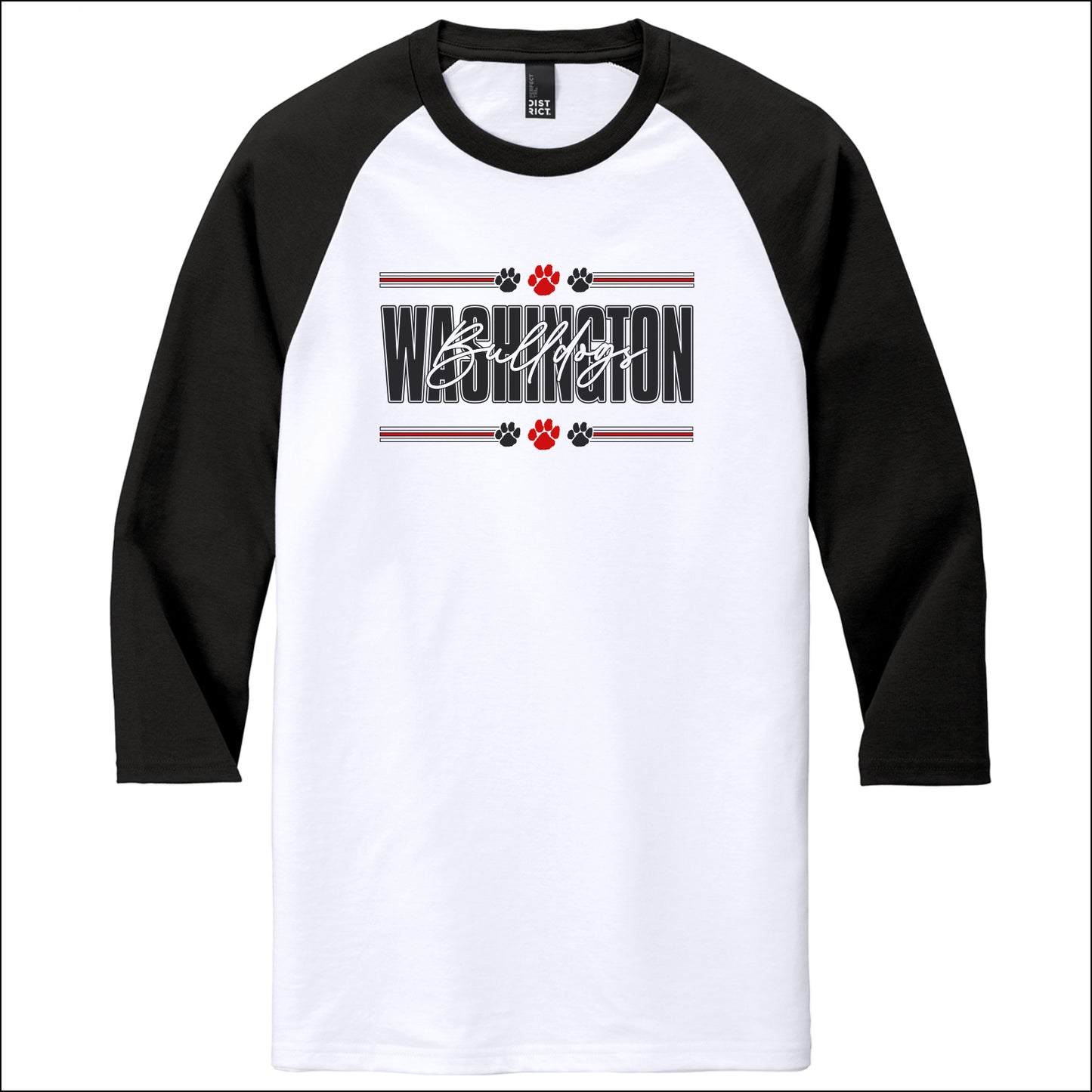 Washington Bulldogs Staff CA Tri-Blend 3/4 Sleeve Raglan Tee - Design B