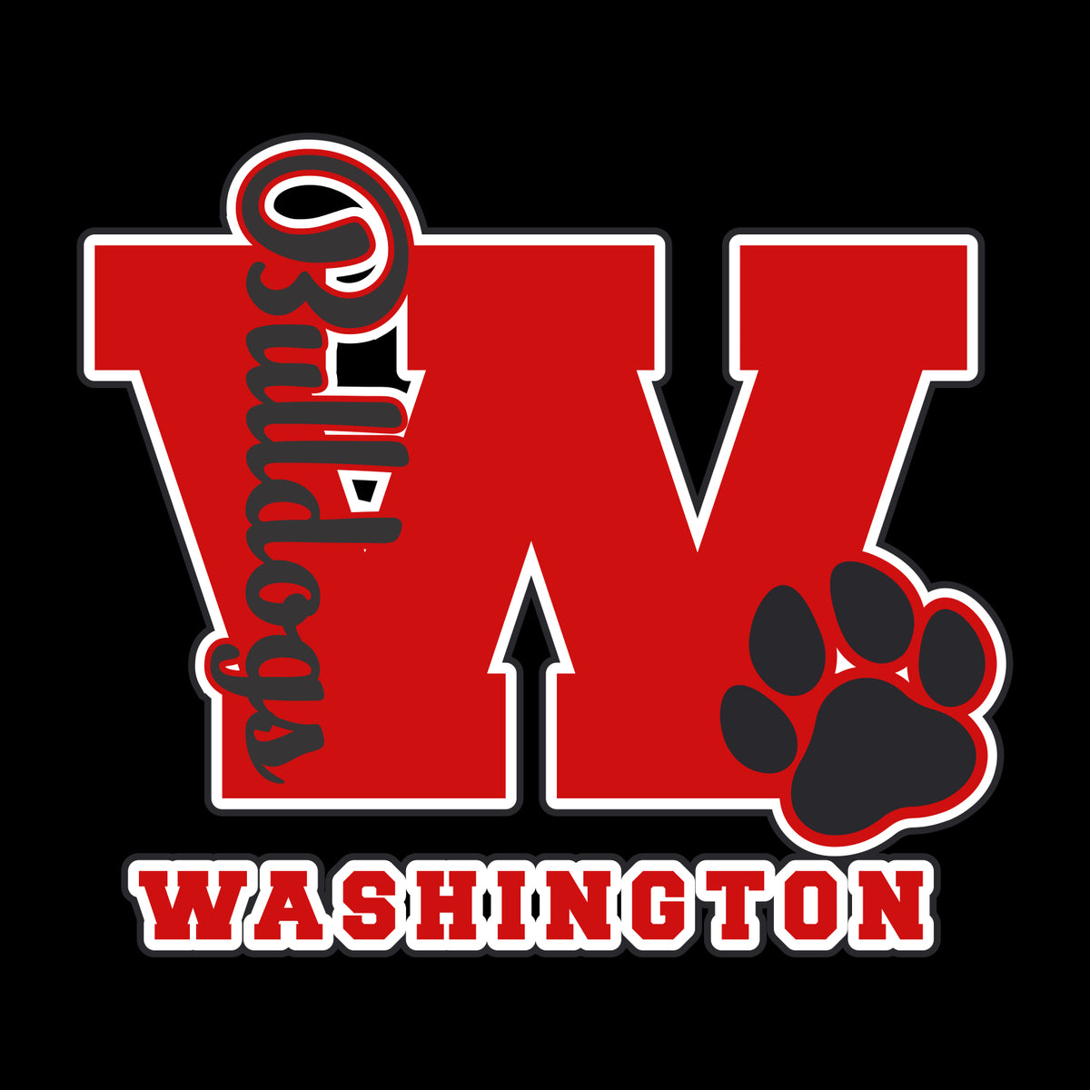 Washington Bulldogs Staff CA 50/50 Short Sleeve T-shirt - Design A
