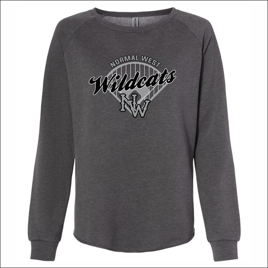 NCWHS Baseball Ladies Wave Wash Crewneck Sweatshirt