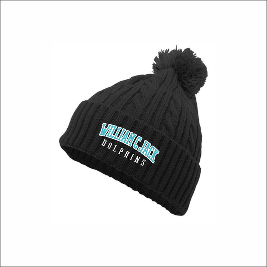 William C Jack Elementary Cable Knit Pom-Pom Beanie
