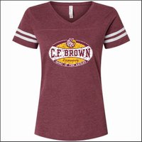 CF Brown Ladies Vintage Football Tee - Des. A