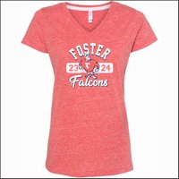 Foster Elementary Ladies Melange V-neck Tee-Des. A