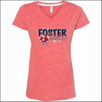 Foster Elementary Ladies Melange V-neck Tee-Des. B