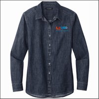 LAUSD Behavior Support Ladies Long Sleeve Denim Shirt