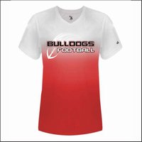 Spiro Bulldogs Football Women's Ombre V-Neck Tee